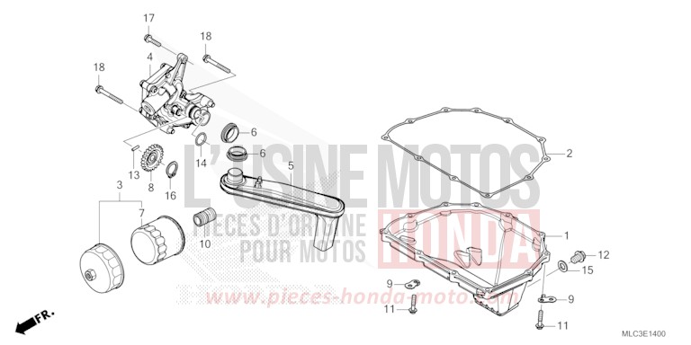OIL PAN/OIL PUMP for Transalp 750 ROSS WHITE (NH196) from 2023
